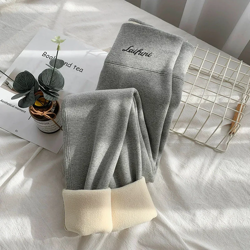New Thickened Lamb Wool Leggings Women Autumn Winter High Waist Plus Velvet Keep Warm Pants Sexy Skinny Stretch Knitted Leggings