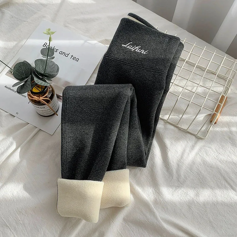 New Thickened Lamb Wool Leggings Women Autumn Winter High Waist Plus Velvet Keep Warm Pants Sexy Skinny Stretch Knitted Leggings