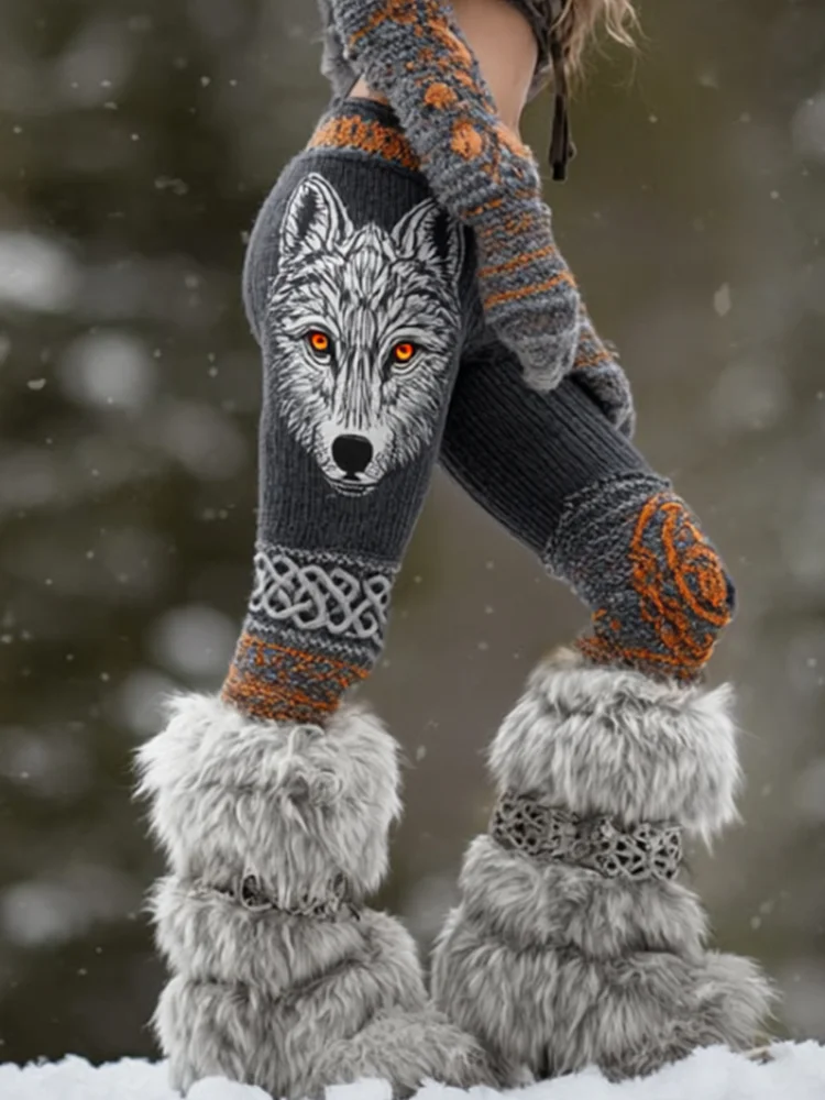 Women's Snow Wolf 3D Print Stretchy Workout Leggings Slim Tights Sexy Yoga Pants Trendy Fashion Clothes