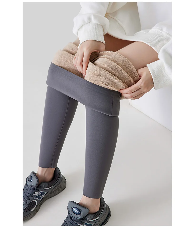 BIVIGAOS New Autumn Winter Alpaca Velvet Shark Leggings Women Thick Warm Leggings High Waist Seamless Slim-Fit Thermal Pants