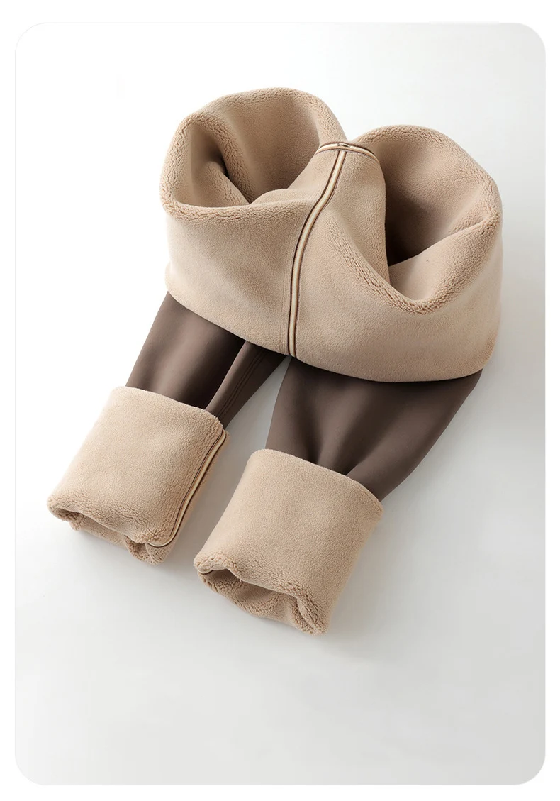 BIVIGAOS New Autumn Winter Alpaca Velvet Shark Leggings Women Thick Warm Leggings High Waist Seamless Slim-Fit Thermal Pants