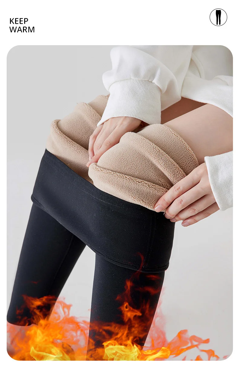 BIVIGAOS New Autumn Winter Alpaca Velvet Shark Leggings Women Thick Warm Leggings High Waist Seamless Slim-Fit Thermal Pants