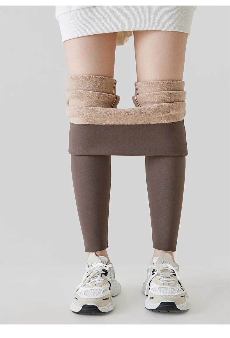 BIVIGAOS New Autumn Winter Alpaca Velvet Shark Leggings Women Thick Warm Leggings High Waist Seamless Slim-Fit Thermal Pants