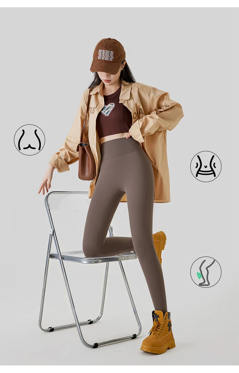 BIVIGAOS New Autumn Winter Alpaca Velvet Shark Leggings Women Thick Warm Leggings High Waist Seamless Slim-Fit Thermal Pants