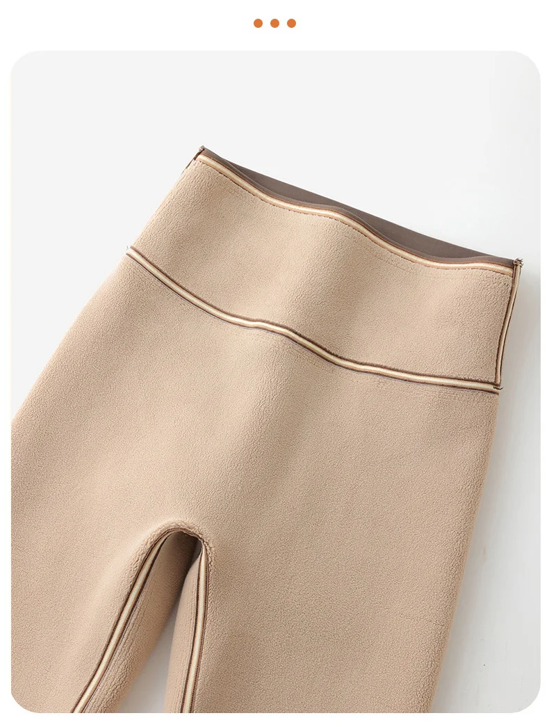 BIVIGAOS New Autumn Winter Alpaca Velvet Shark Leggings Women Thick Warm Leggings High Waist Seamless Slim-Fit Thermal Pants