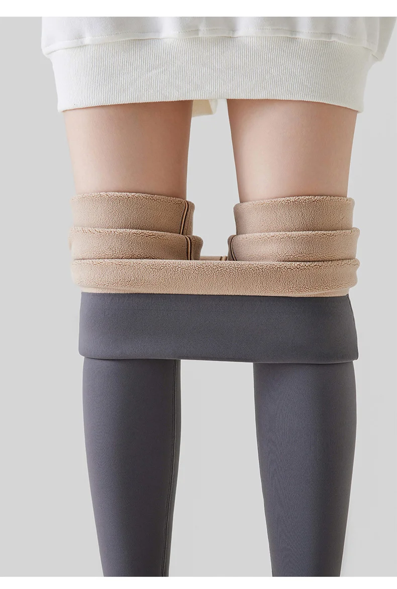 BIVIGAOS New Autumn Winter Alpaca Velvet Shark Leggings Women Thick Warm Leggings High Waist Seamless Slim-Fit Thermal Pants