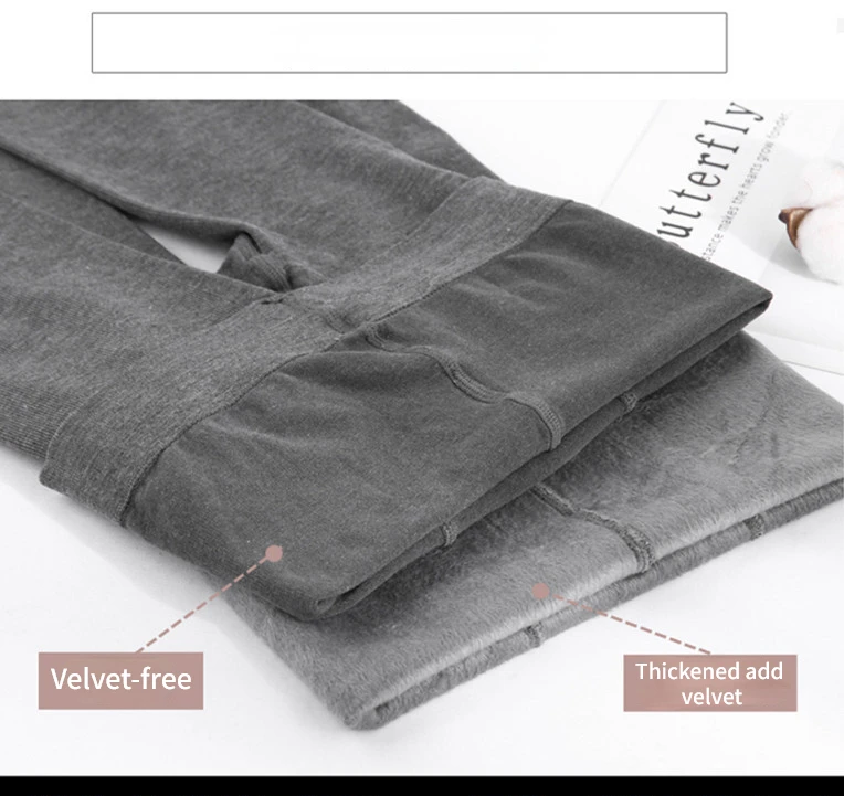 Thickened Add Velvet Women's Leggings Autumn Winter Threaded Cotton Bottoms High Elasticity Warm Pants Bare Toes One-piece Pants