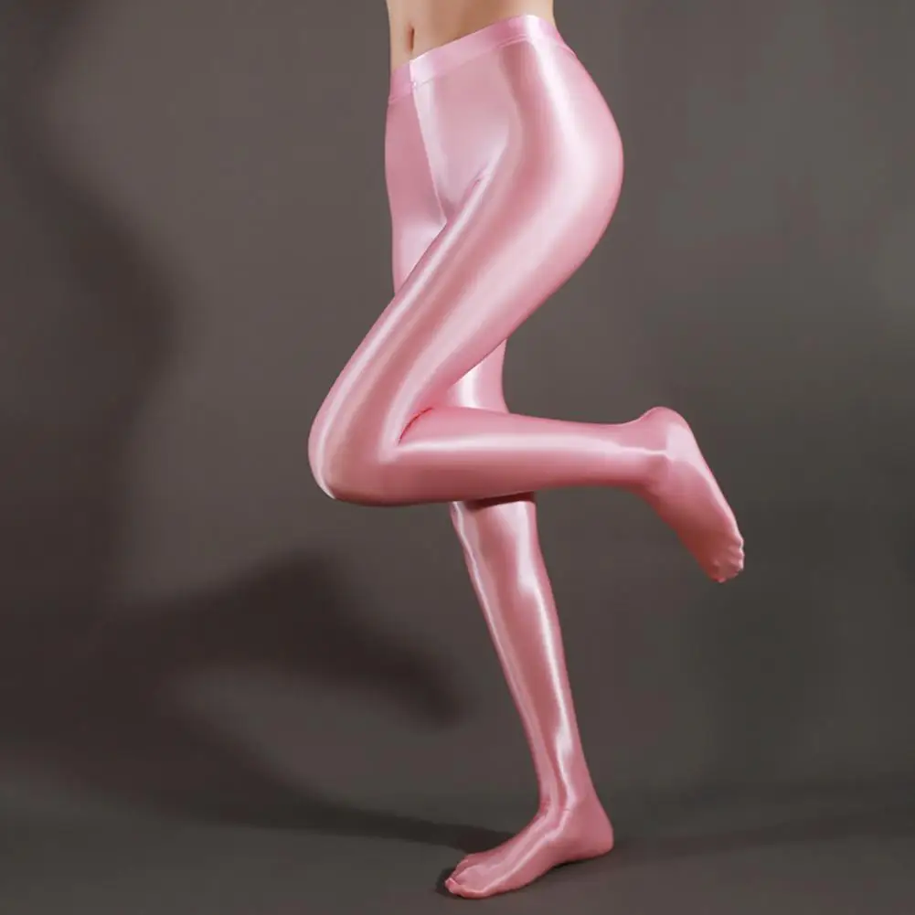 Stage Performance Leggings Glossy Shiny High Waist Fitness with Socks Stage Show Skinny Yoga Trousers Women Clothing