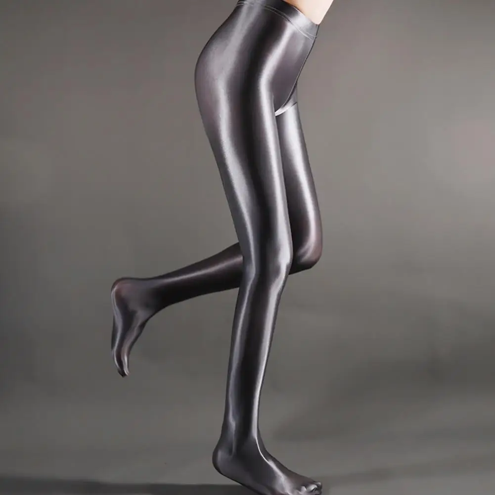 Stage Performance Leggings Glossy Shiny High Waist Fitness with Socks Stage Show Skinny Yoga Trousers Women Clothing