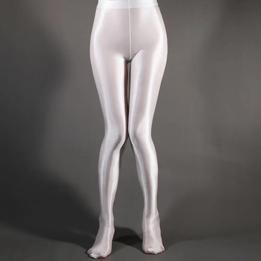 Stage Performance Leggings Glossy Shiny High Waist Fitness with Socks Stage Show Skinny Yoga Trousers Women Clothing