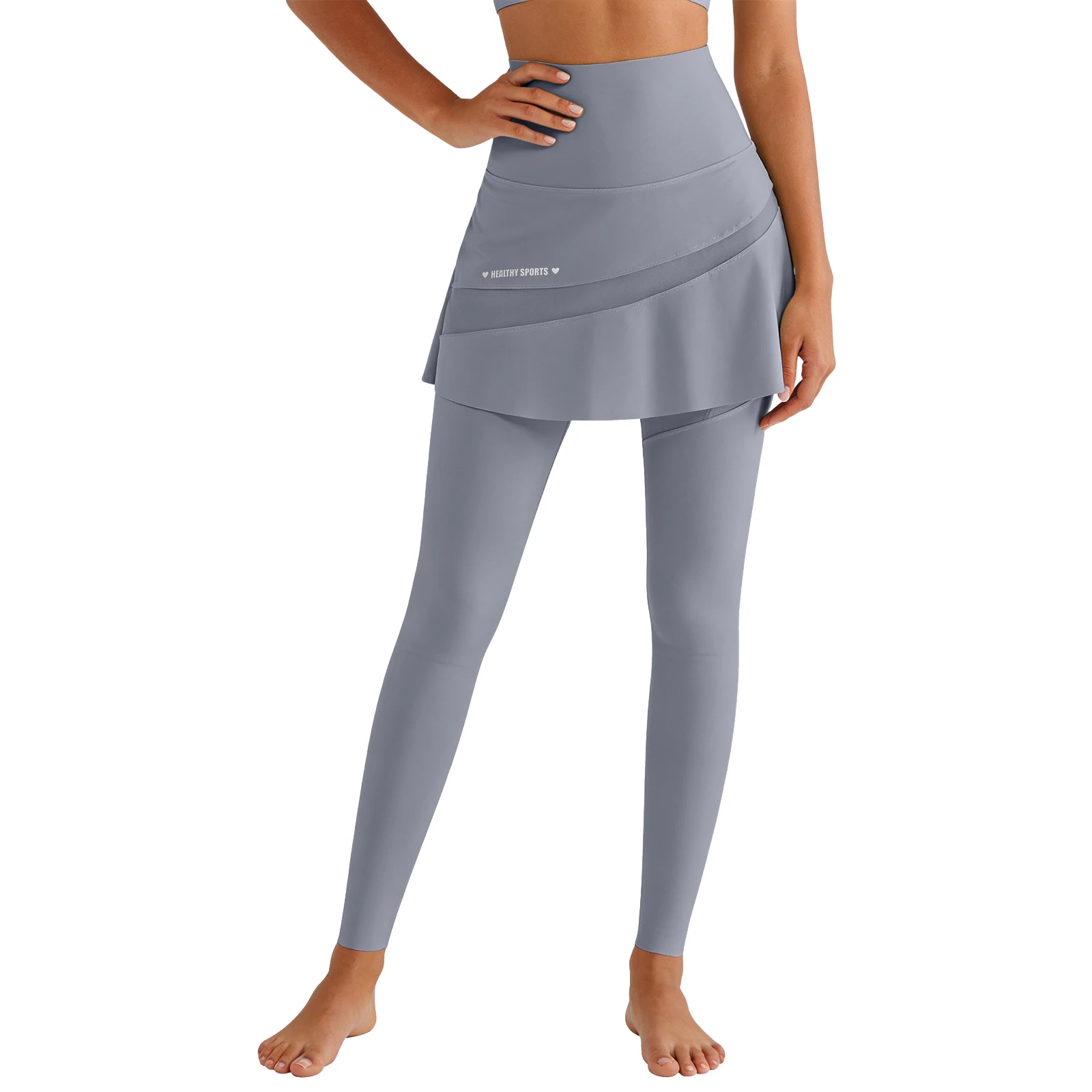 Women Fake Two-Piece Leggings Seamless High Waist Butt Lifting Fitness Gym Skirt Leggings Women Yoga Pants Sport Trousers