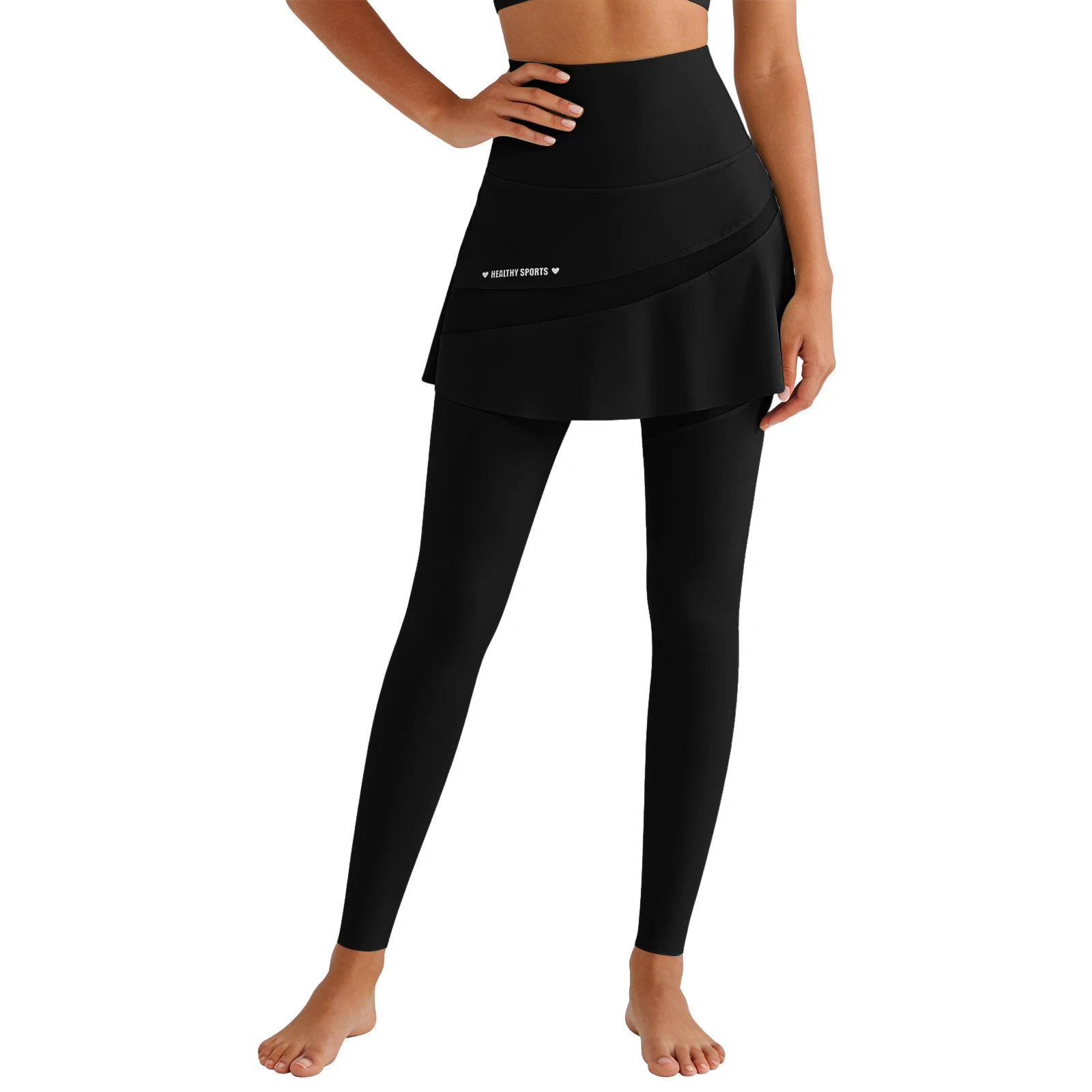 Women Fake Two-Piece Leggings Seamless High Waist Butt Lifting Fitness Gym Skirt Leggings Women Yoga Pants Sport Trousers