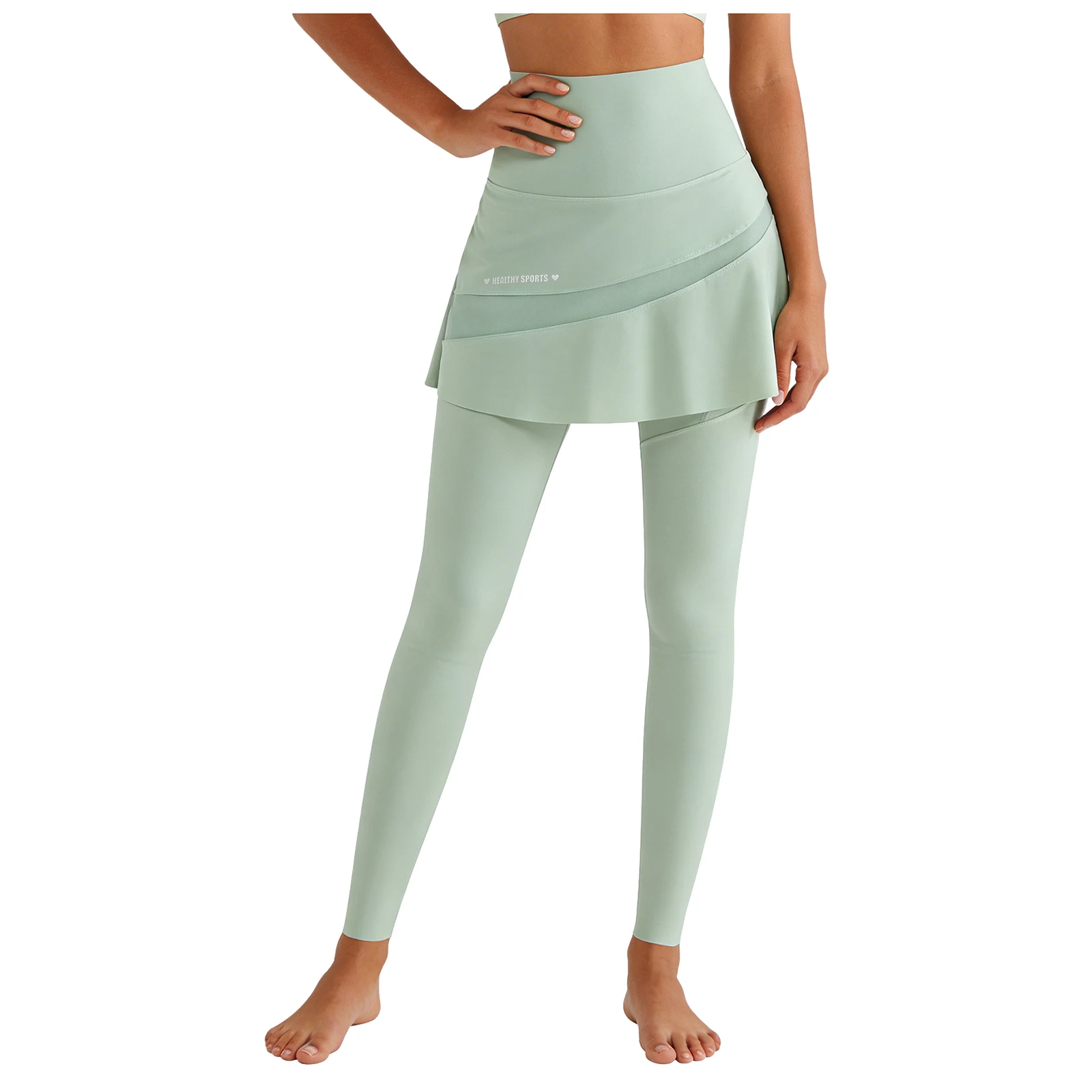 Women Fake Two-Piece Leggings Seamless High Waist Butt Lifting Fitness Gym Skirt Leggings Women Yoga Pants Sport Trousers