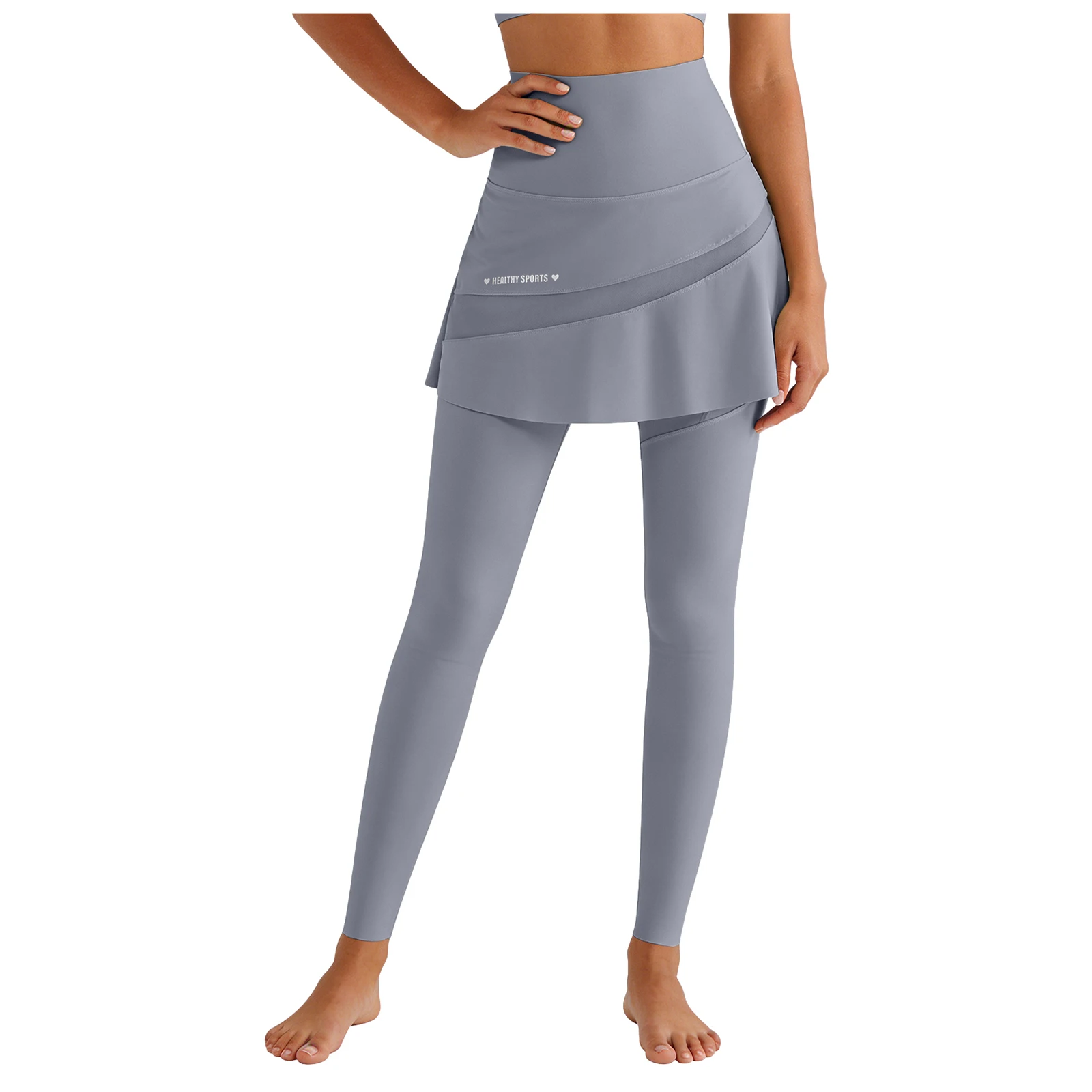 Women Fake Two-Piece Leggings Seamless High Waist Butt Lifting Fitness Gym Skirt Leggings Women Yoga Pants Sport Trousers