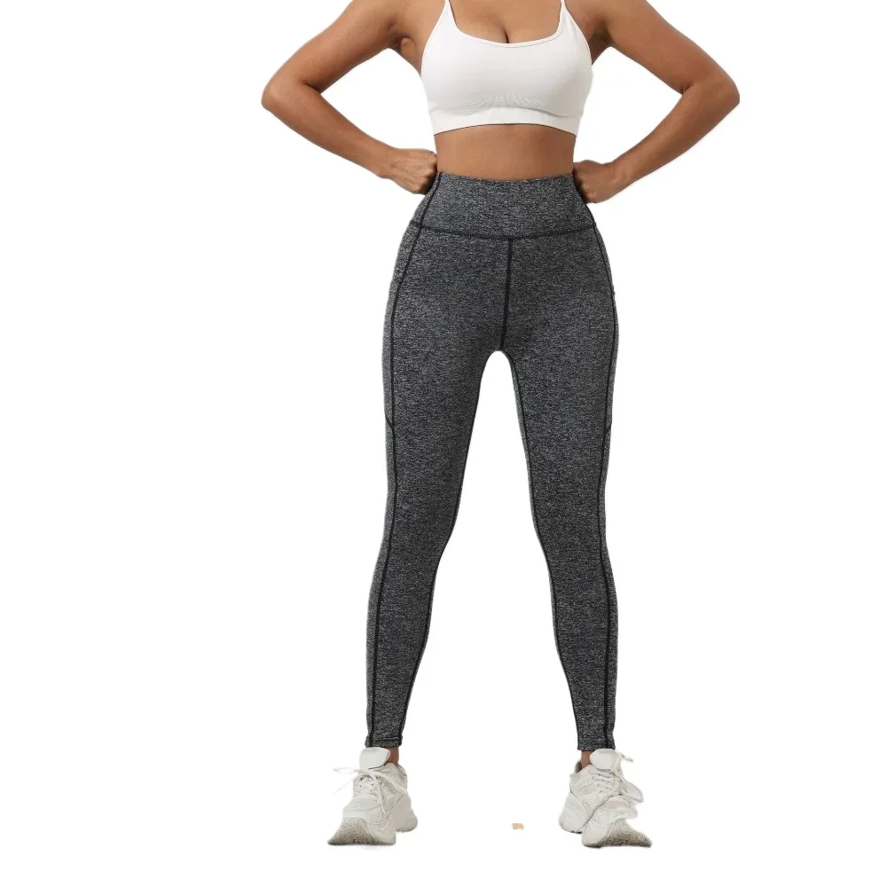 Women High Waist Butt Lifting Pocket Leggings Elastic Skin-Friendly Tight Base Pants Fitness Gym Running Casual Daily Streetwear