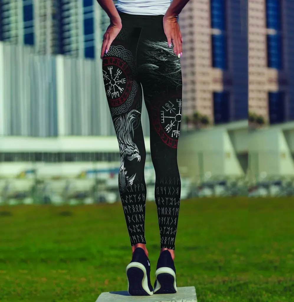 PLstar Cosmos Women Leggings Fashion 3D Printed Fenrir Wolf Tattoo Leggings Sexy Elastic Female Skinny Leggings Gothic DDK15