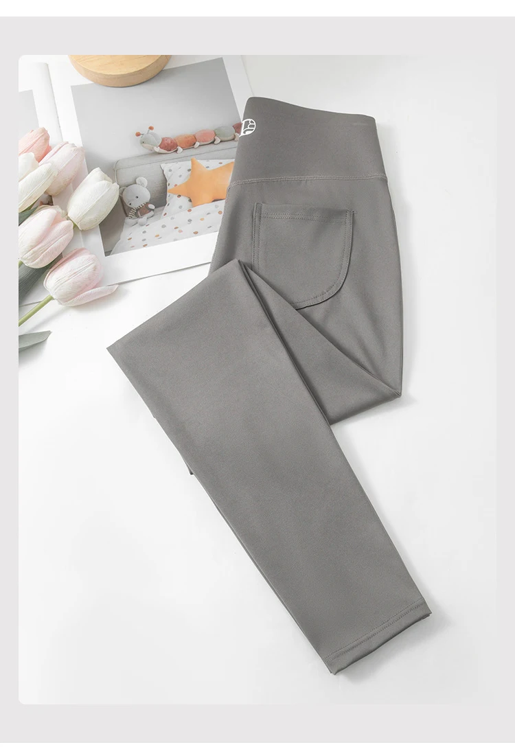 BIVIGAOS 2024 Autumn New Back Pocket Sharkskin Pants Leggings Women High Waist Sports Yoga Running Casual Leggings