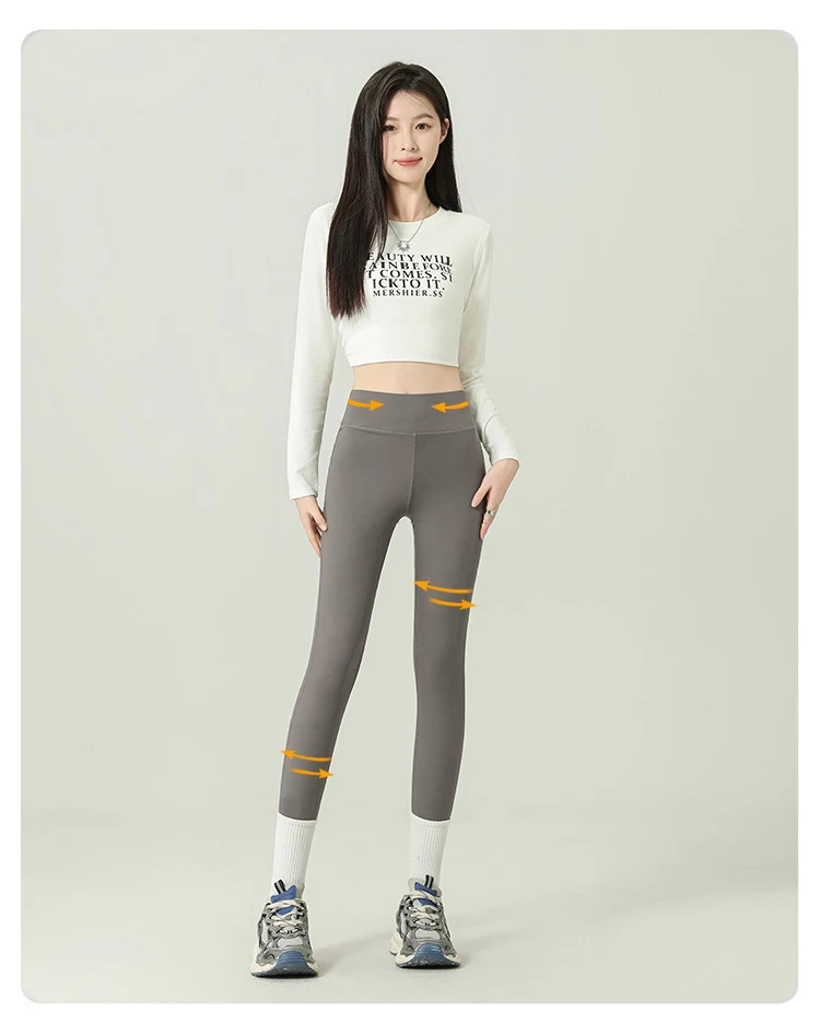 BIVIGAOS 2024 Autumn New Back Pocket Sharkskin Pants Leggings Women High Waist Sports Yoga Running Casual Leggings