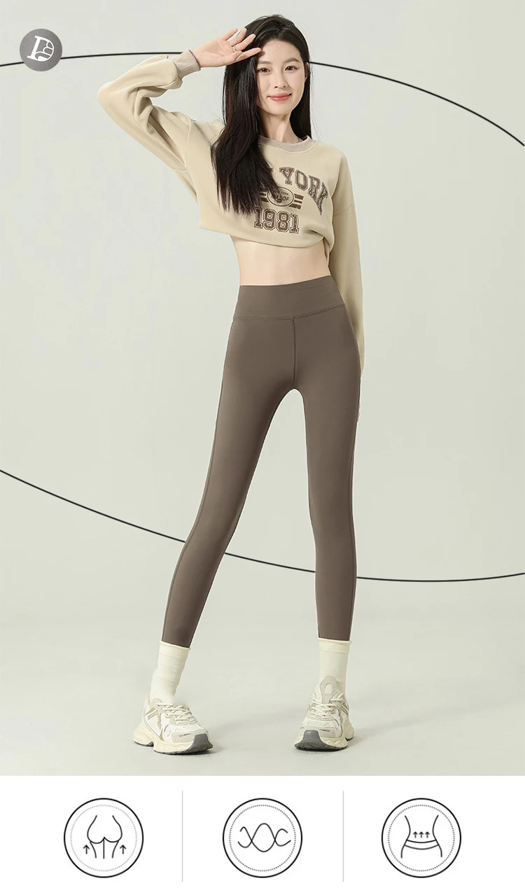 BIVIGAOS 2024 Autumn New Back Pocket Sharkskin Pants Leggings Women High Waist Sports Yoga Running Casual Leggings