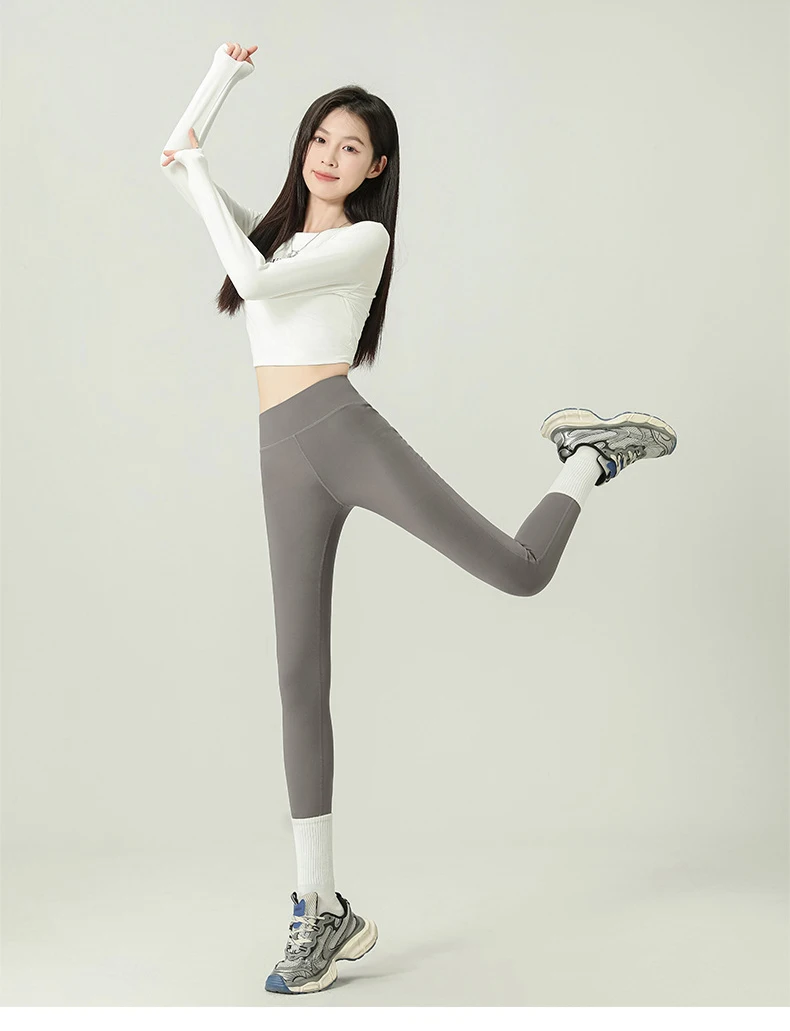 BIVIGAOS 2024 Autumn New Back Pocket Sharkskin Pants Leggings Women High Waist Sports Yoga Running Casual Leggings