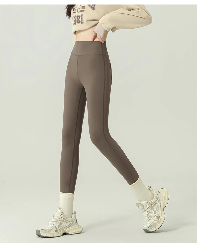 BIVIGAOS 2024 Autumn New Back Pocket Sharkskin Pants Leggings Women High Waist Sports Yoga Running Casual Leggings