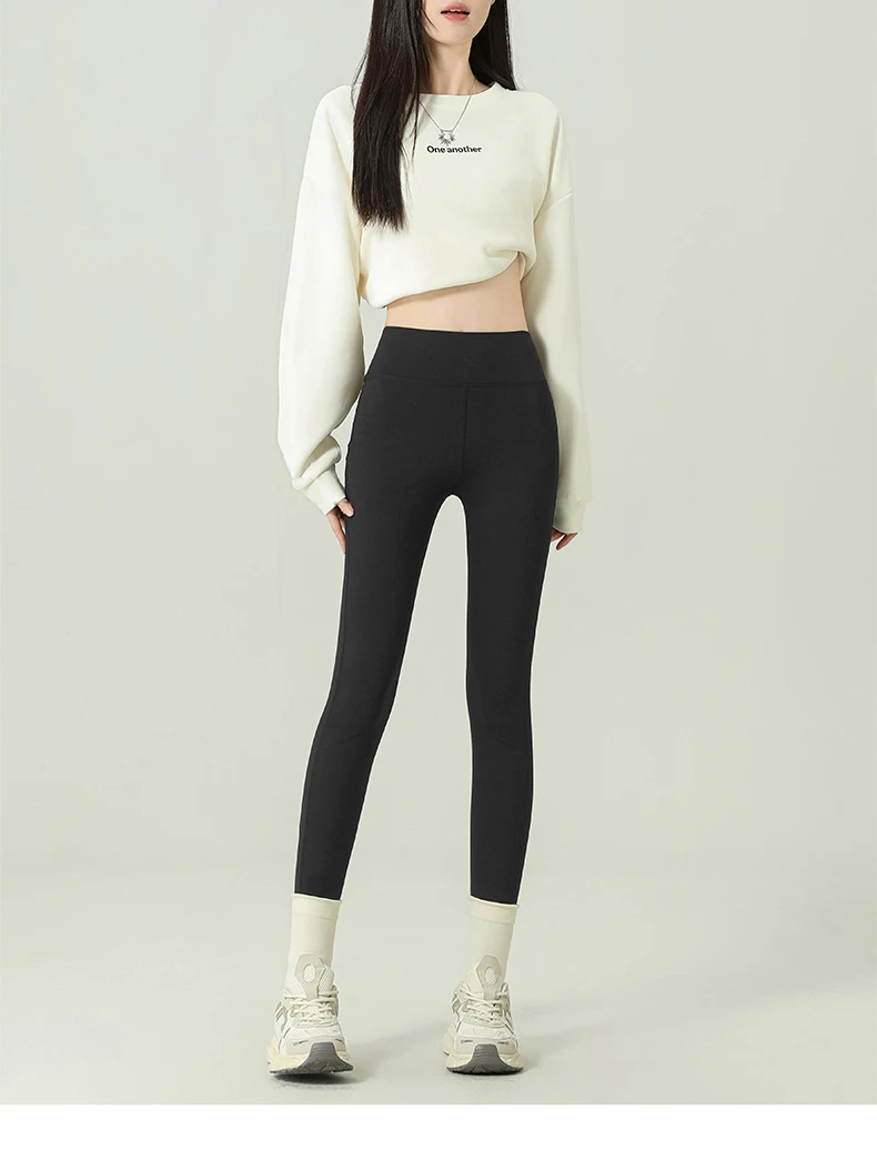 BIVIGAOS 2024 Autumn New Back Pocket Sharkskin Pants Leggings Women High Waist Sports Yoga Running Casual Leggings