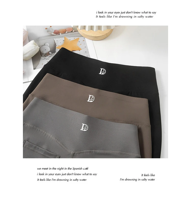 BIVIGAOS 2024 Autumn New Back Pocket Sharkskin Pants Leggings Women High Waist Sports Yoga Running Casual Leggings