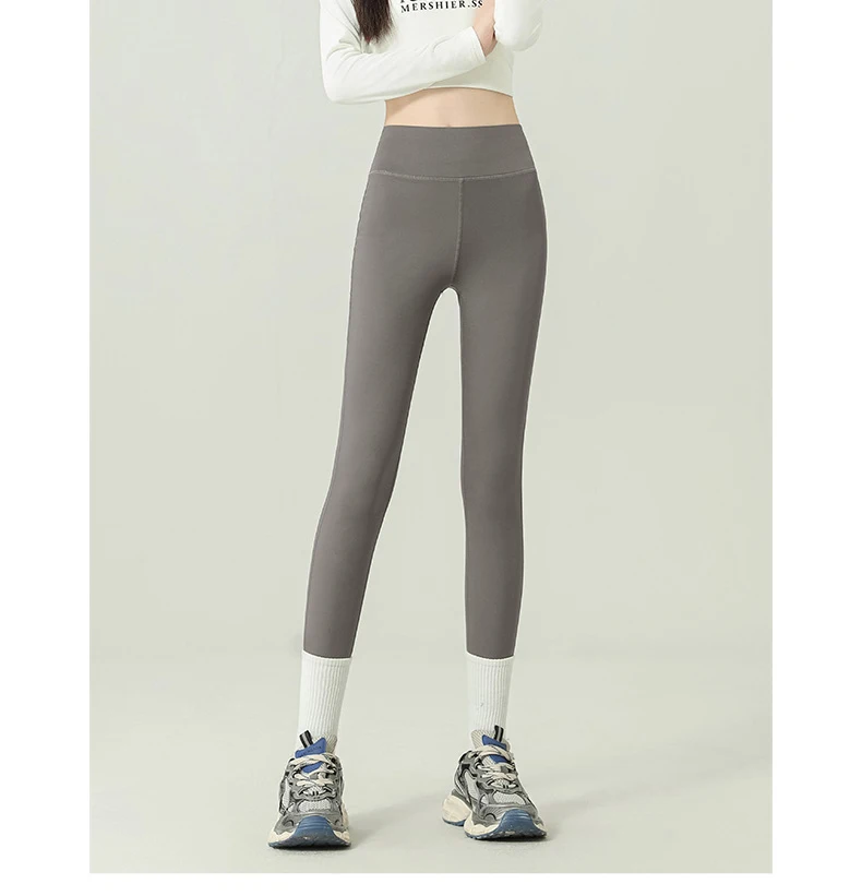 BIVIGAOS 2024 Autumn New Back Pocket Sharkskin Pants Leggings Women High Waist Sports Yoga Running Casual Leggings