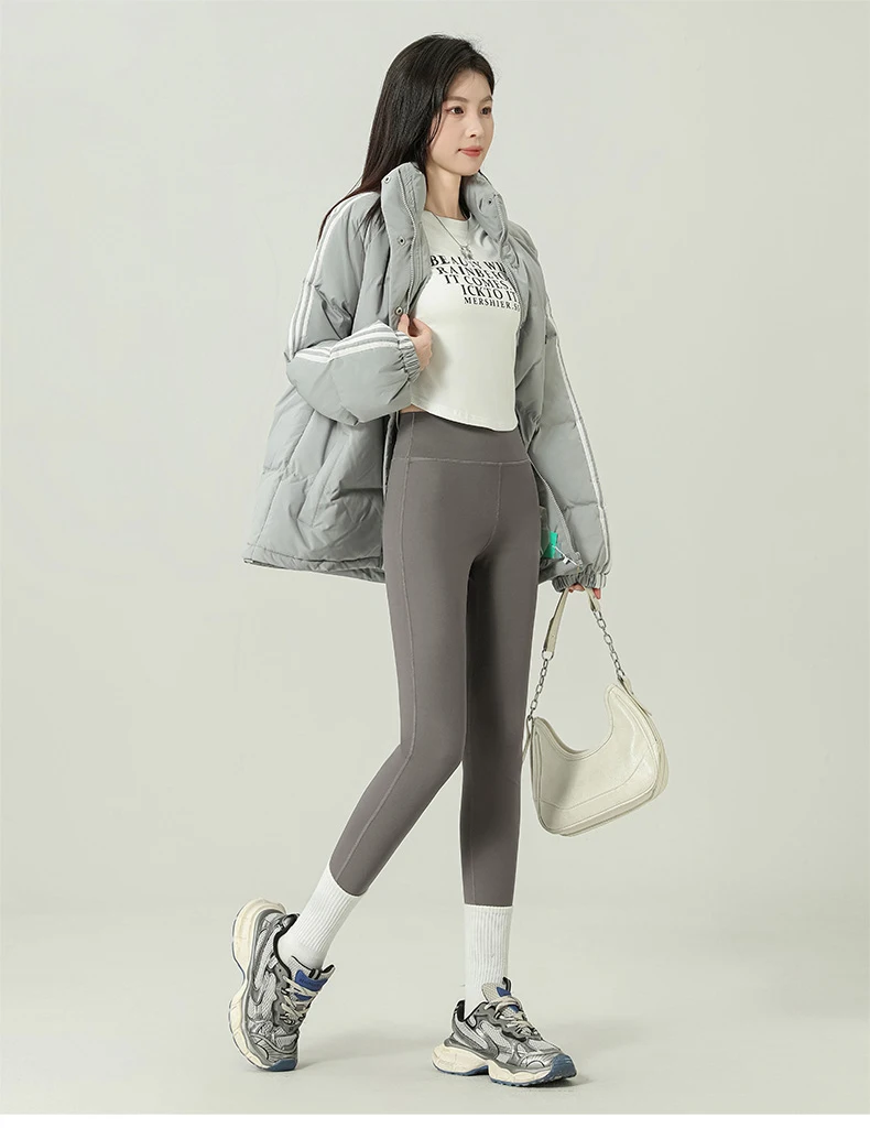BIVIGAOS 2024 Autumn New Back Pocket Sharkskin Pants Leggings Women High Waist Sports Yoga Running Casual Leggings