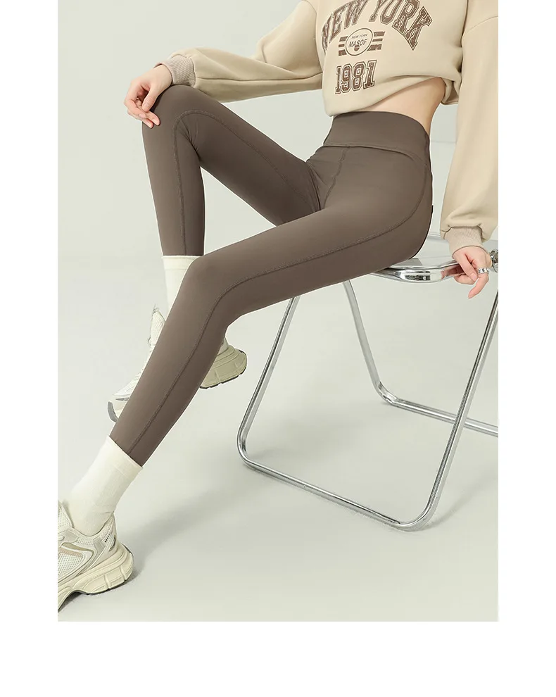BIVIGAOS 2024 Autumn New Back Pocket Sharkskin Pants Leggings Women High Waist Sports Yoga Running Casual Leggings