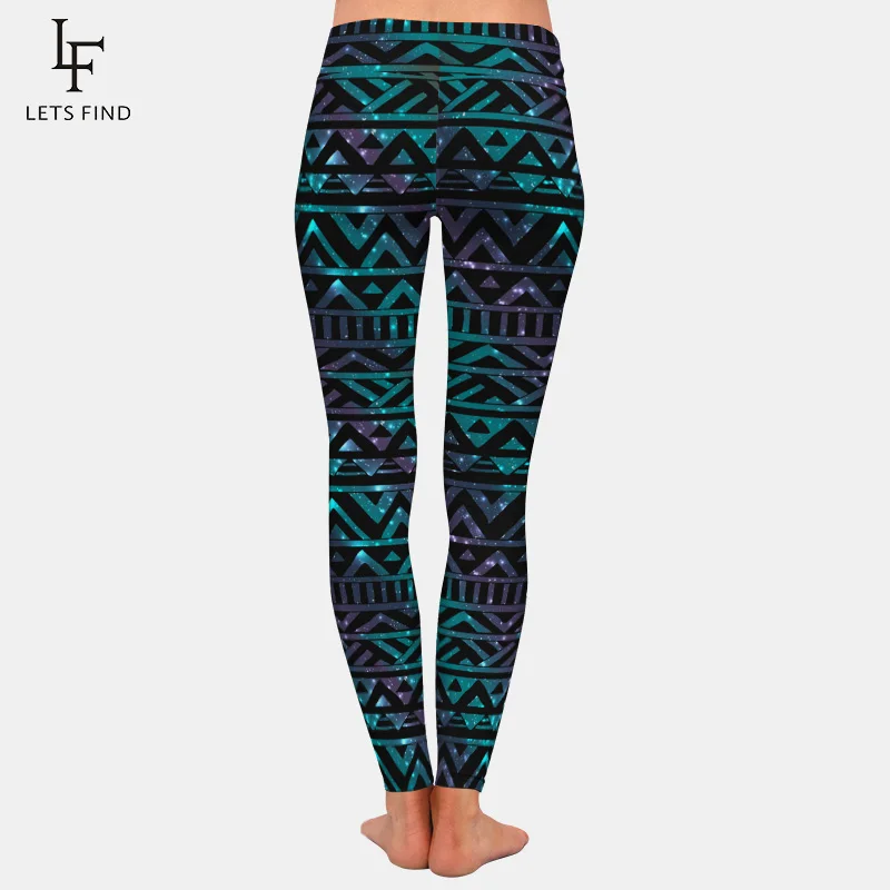 LETSFIND Brands Summer Women Black Leggings Aztec Printing Sexy High Waist High Elastic Milk Silk Fitness Leggings