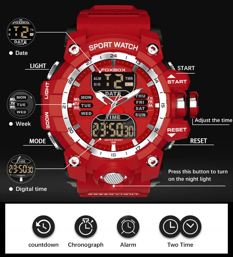 LIGE Military Men Watches Waterproof Luminous Quartz Men's Wristwatch Dual Display Digital Sports Casual Calendar Watch For Man