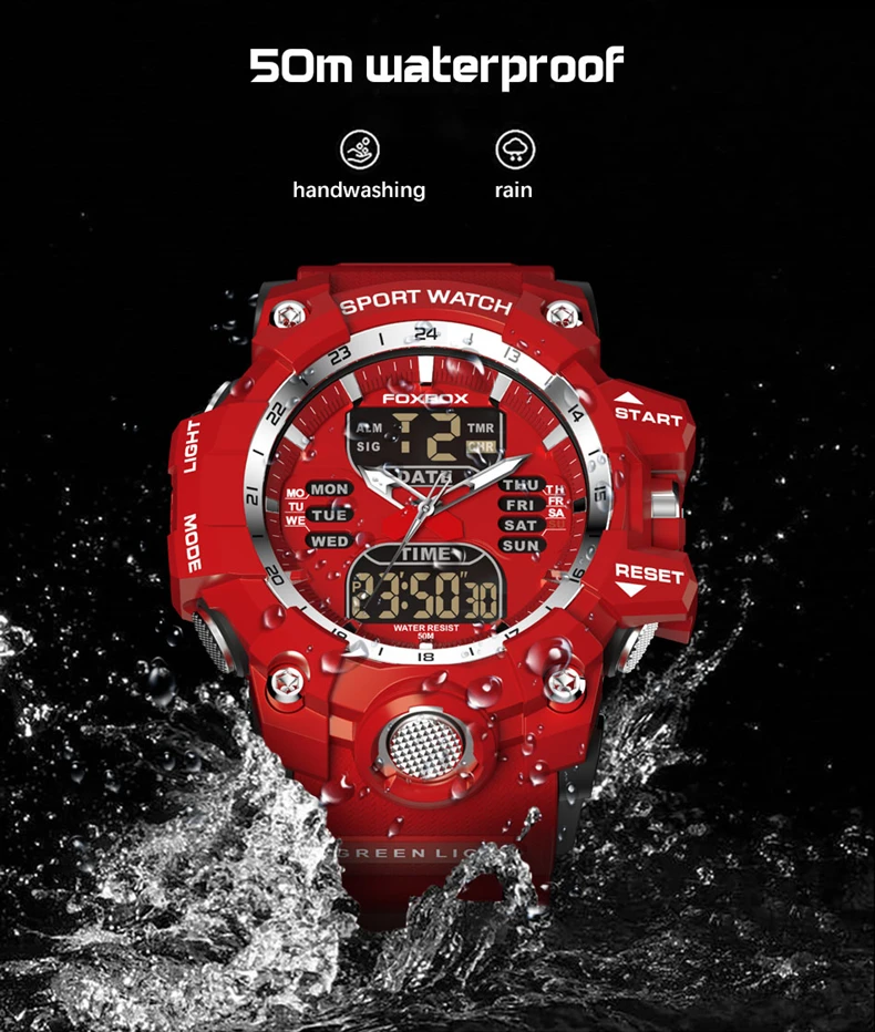 LIGE Military Men Watches Waterproof Luminous Quartz Men's Wristwatch Dual Display Digital Sports Casual Calendar Watch For Man