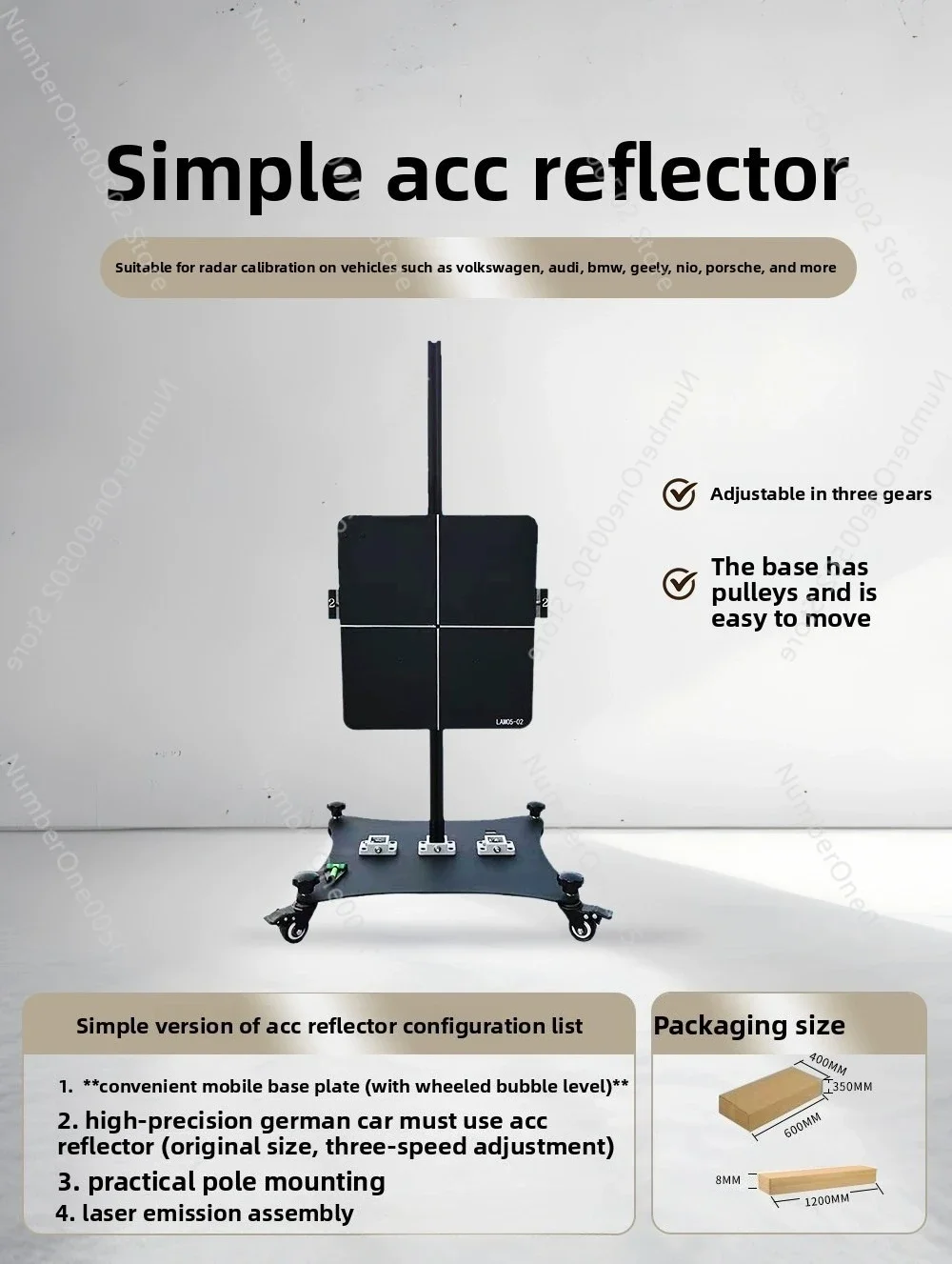 ADAS Calibration Tool  with ACC Radar Reflector Calibration Board  for VW, Audi, BMW, Geely, Nio, Nissan, Porsche  German Cars