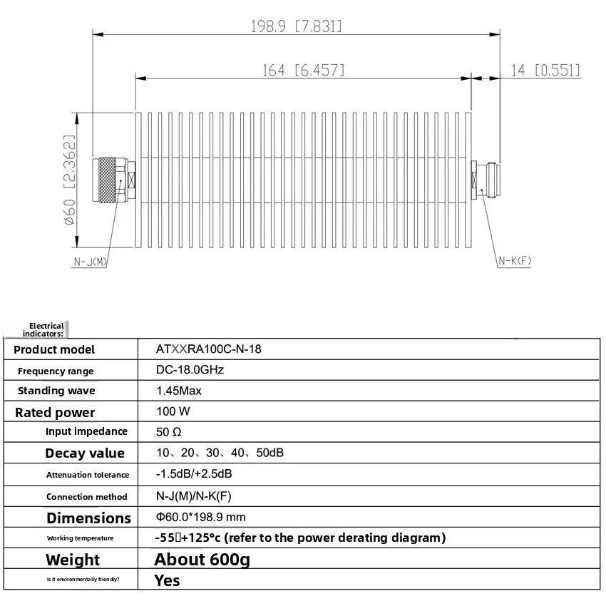 Coaxial Fixed Attenuator N Type RF Signal Attenuation for Radio Frequency Test Equipment NJ-NK NK-NK SMAJ(M)-SMAK(F 50W