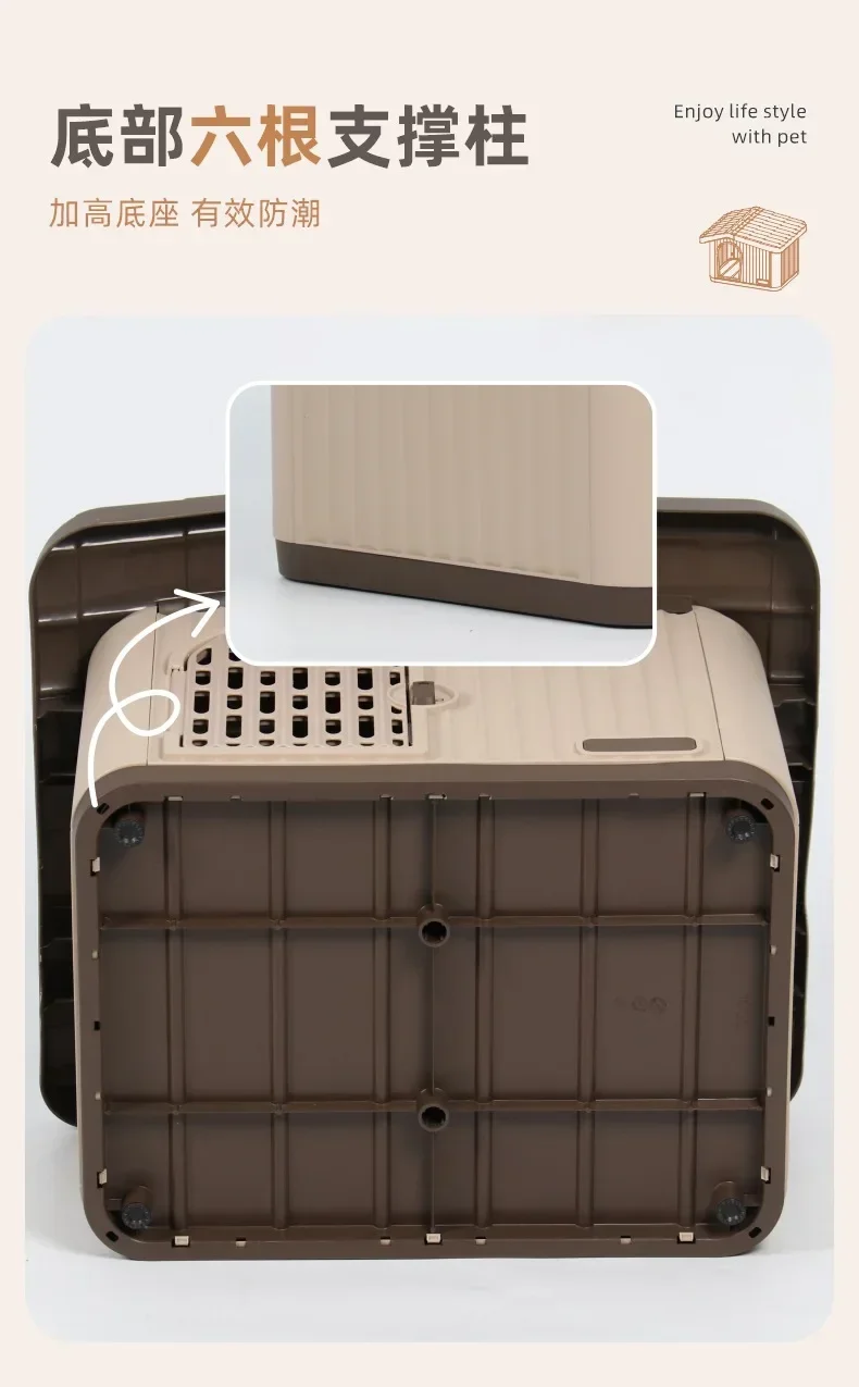 Weatherproof Dog House for Small Dogs, Rainproof Winter Shelter Outdoor Indoor, Semi-Enclosed Pet House with Warm Bed