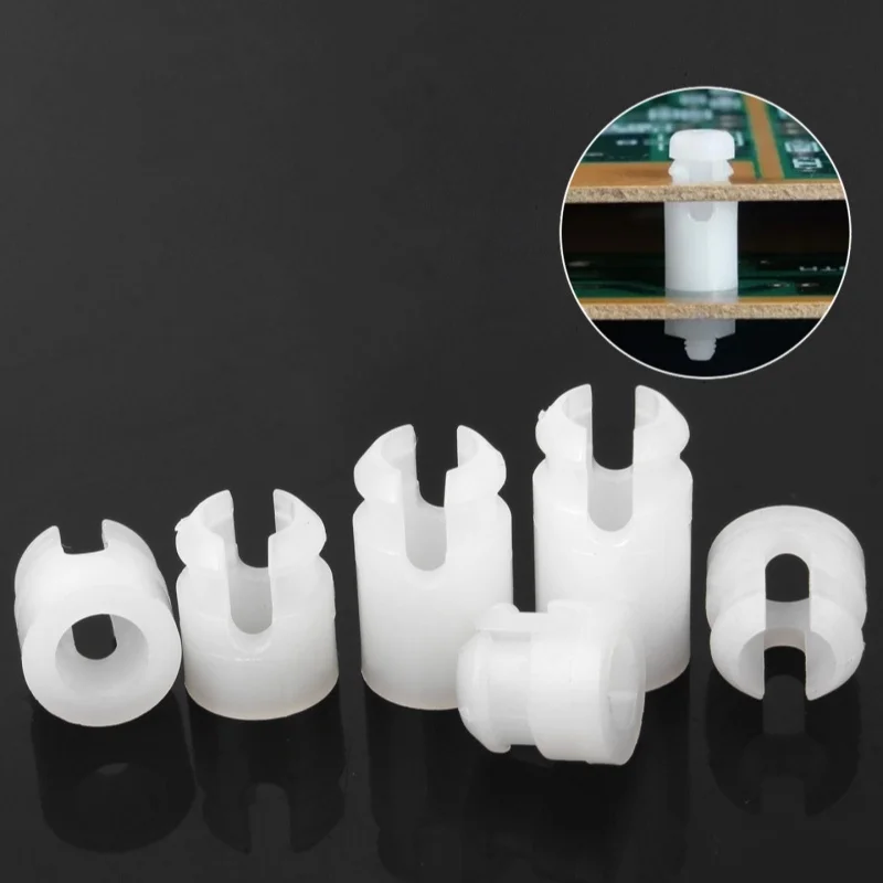 SS White Nylon Plastic PCB Support Single-Ended Inserting Cylindrical Type Circuit Board Isolation Column Spacer