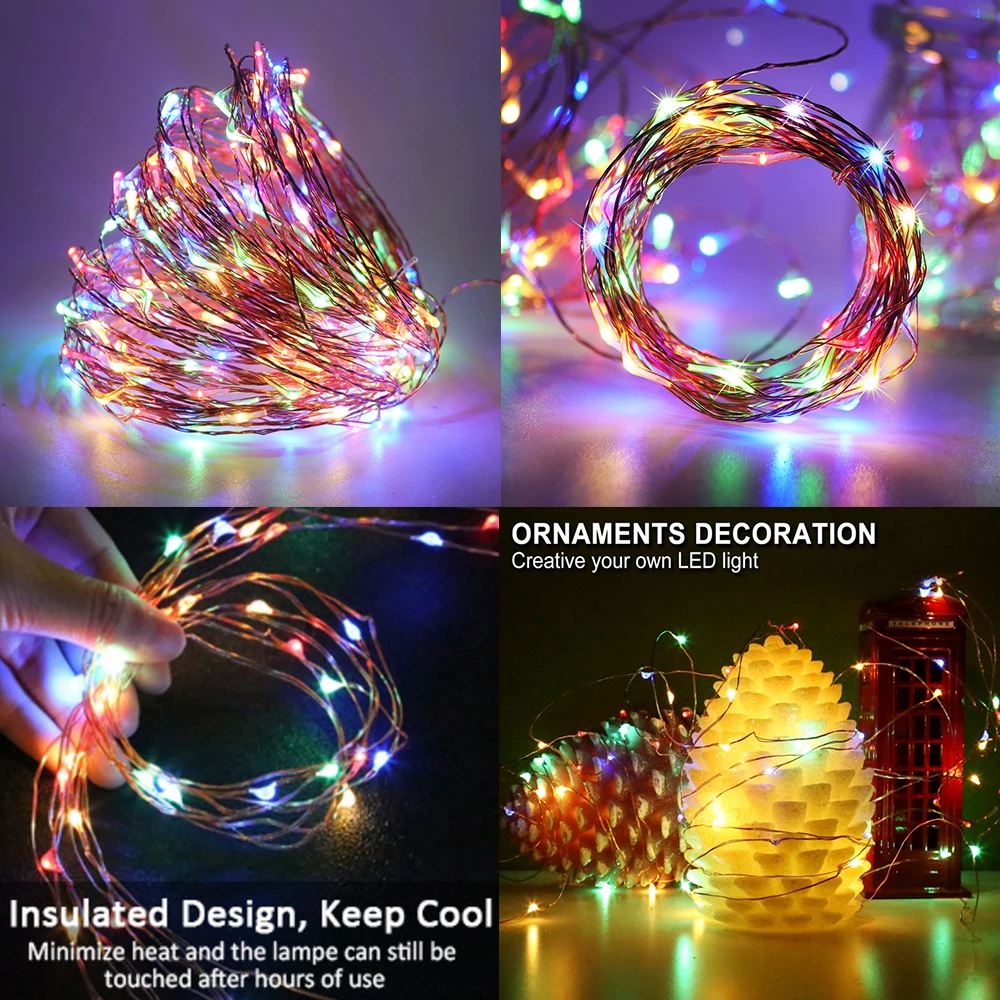 12V Fairy Light Party Wedding Holiday Decoration EU/US/AU/UK Switch Plug Silver Copper Wire Xmas Lamp Christmas Lights 10m 20m
