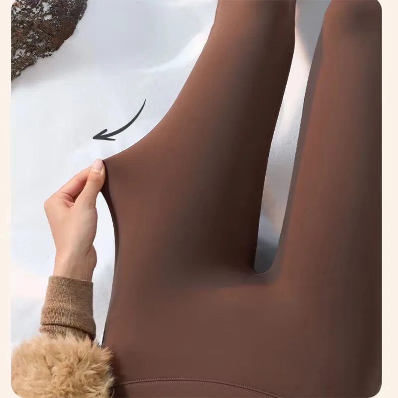 Autumn Winter Thick Fleece Lined Warm Leggings Women High Stretch Slim Sharkskin Flare Pants Female Fashion All Match Leggings