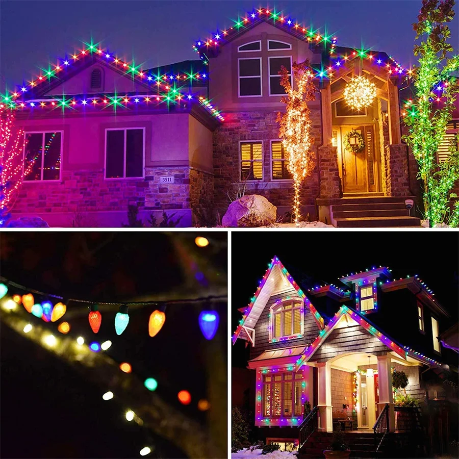 Waterproof 5M 10M LED Strawberry Fairy Lights Outdoor 8 Modes Christmas Garland String Lights for Party Garden Patio Decoration