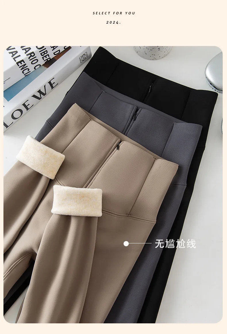 Women's Elastic Slim High Waist Leggings Autumn Winter Thick Fleece Lined Sharkskin Pants Woman Tummy Control Butt Lift Leggings
