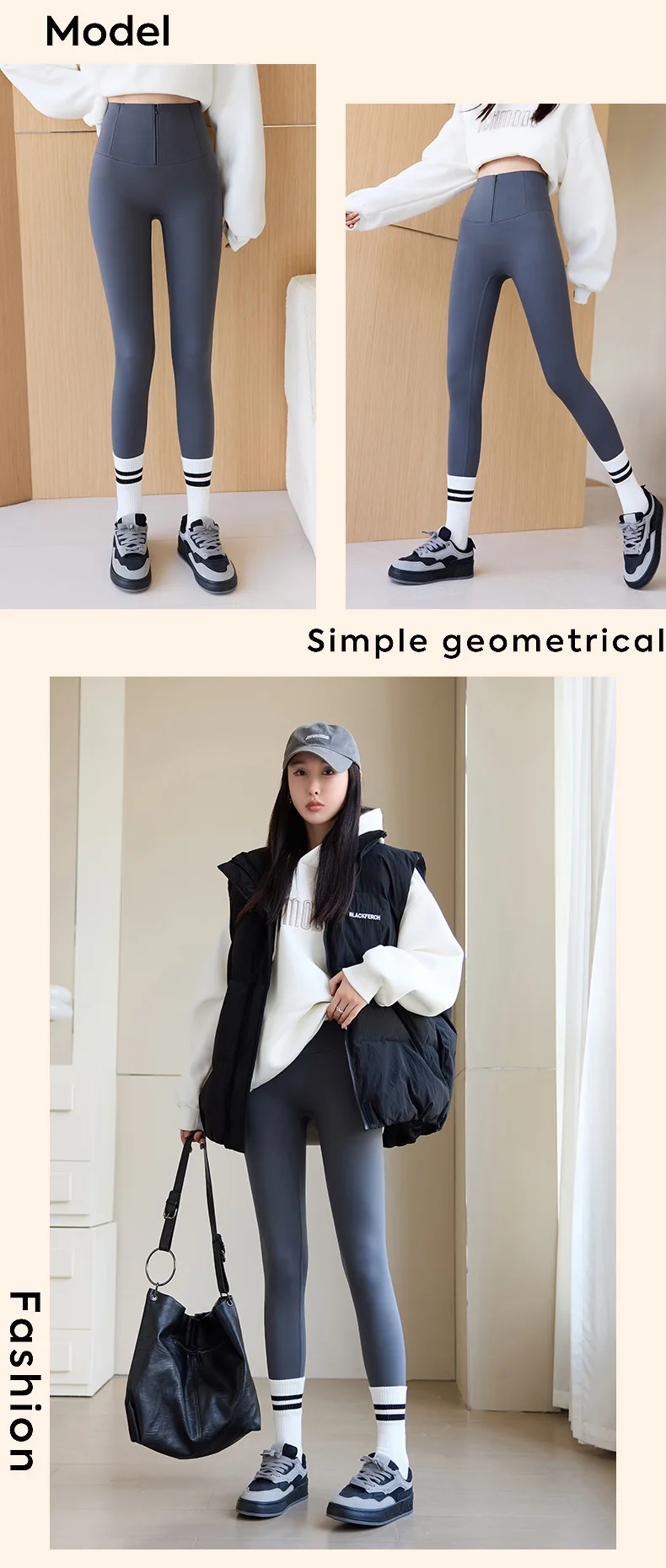 Women's Elastic Slim High Waist Leggings Autumn Winter Thick Fleece Lined Sharkskin Pants Woman Tummy Control Butt Lift Leggings