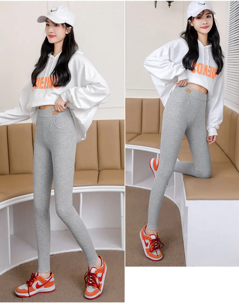 Women Winter Fleece Lined Leggings High Waist Pockets Thermal Thick Warm Slim Pants Woman Clothing Leggins