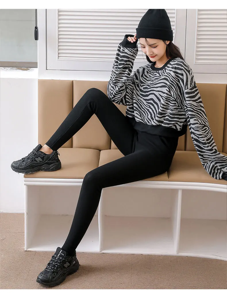 Women Winter Fleece Lined Leggings High Waist Pockets Thermal Thick Warm Slim Pants Woman Clothing Leggins