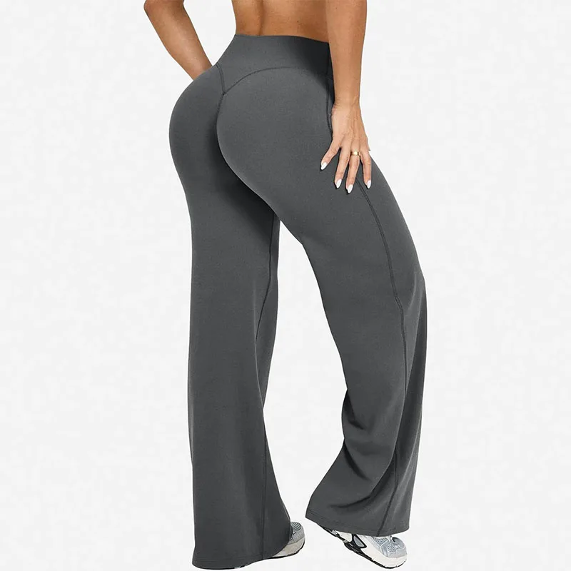 High Quality Yoga Wide-Leg Pants for Women High Waist Stretchy Running Gym Pilates Leggings Solid Color Loose Sports Leggings