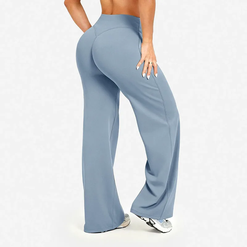 High Quality Yoga Wide-Leg Pants for Women High Waist Stretchy Running Gym Pilates Leggings Solid Color Loose Sports Leggings