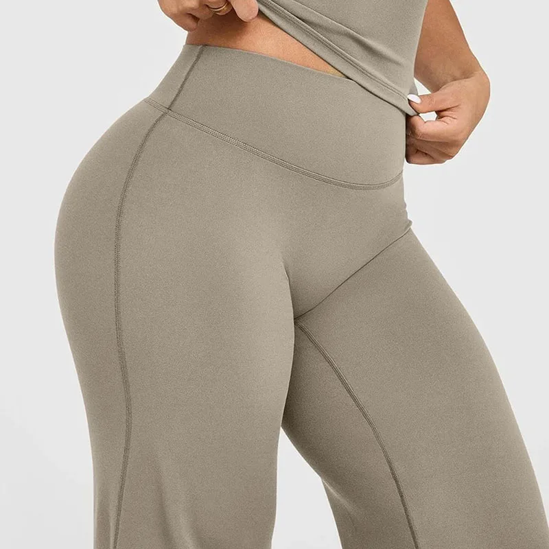 High Quality Yoga Wide-Leg Pants for Women High Waist Stretchy Running Gym Pilates Leggings Solid Color Loose Sports Leggings