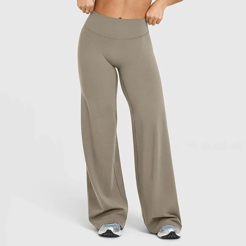 High Quality Yoga Wide-Leg Pants for Women High Waist Stretchy Running Gym Pilates Leggings Solid Color Loose Sports Leggings