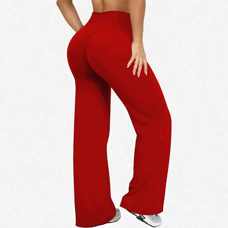 High Quality Yoga Wide-Leg Pants for Women High Waist Stretchy Running Gym Pilates Leggings Solid Color Loose Sports Leggings