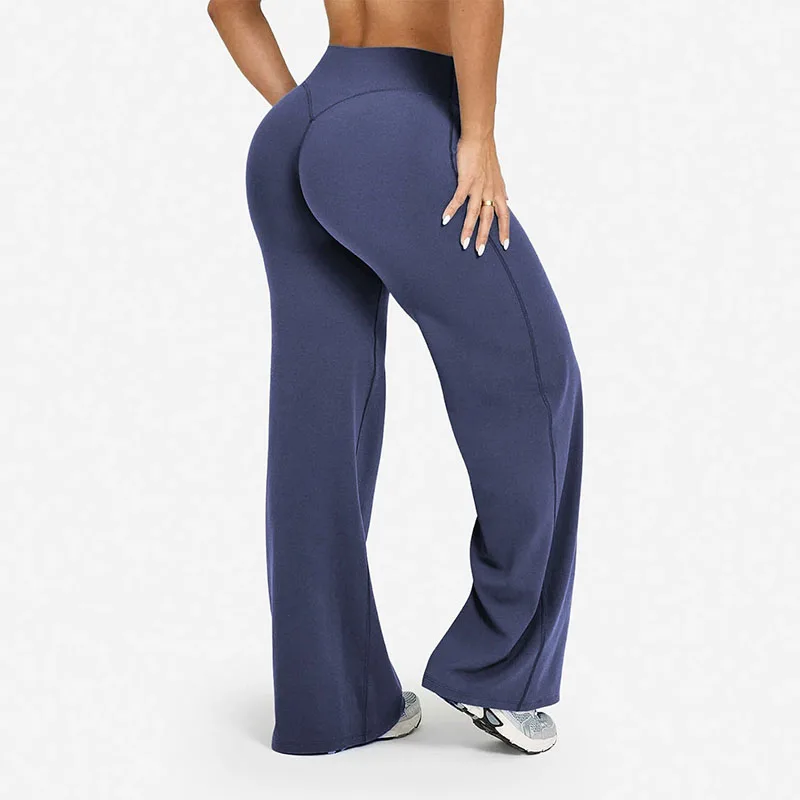 High Quality Yoga Wide-Leg Pants for Women High Waist Stretchy Running Gym Pilates Leggings Solid Color Loose Sports Leggings